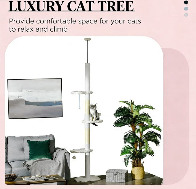 Présentation de l’arbre à chat blanc à plateformes en forme de nuage
