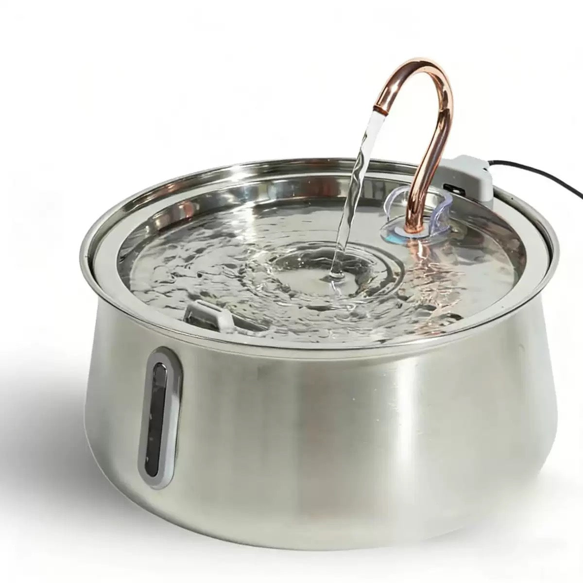 Fontaine à eau ronde en acier inoxydable avec robinet et fenêtre de niveau