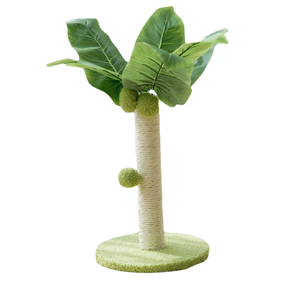 Petit arbre à chat cocotier à base claire sur fond blanc